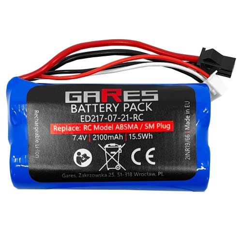 Gares Akumulator Bateria do auta RC Absima Hurricane Storm Thunder SM 2Pin 7,4V 2100mAh 2,1Ah