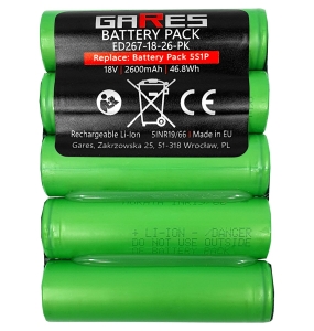 Akumulator Bateria Gares Pakiet wysokoprądowy 5S1P 18V 2,6Ah Li-Ion