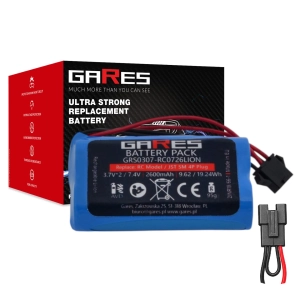 Akumulator Bateria Gares do modeli pojazdów RC wtyk 4 PIN  2*3,7V / 7,4V 2,6Ah
