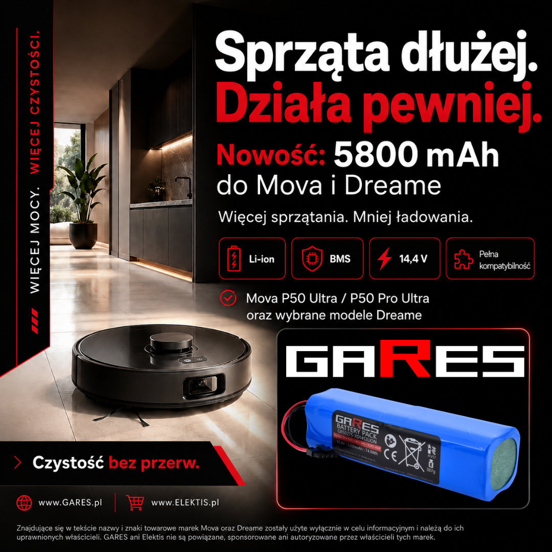 Nowość: akumulator GARES 14,4 V 5800 mAh do robotów Mova i Dreame